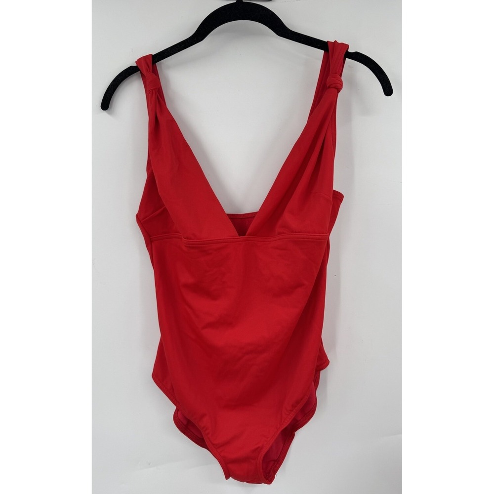 ASOS Swimsuit Sculpt Me Knot Strap Control Bikini Red One Piece V Neck Tank Sz 6